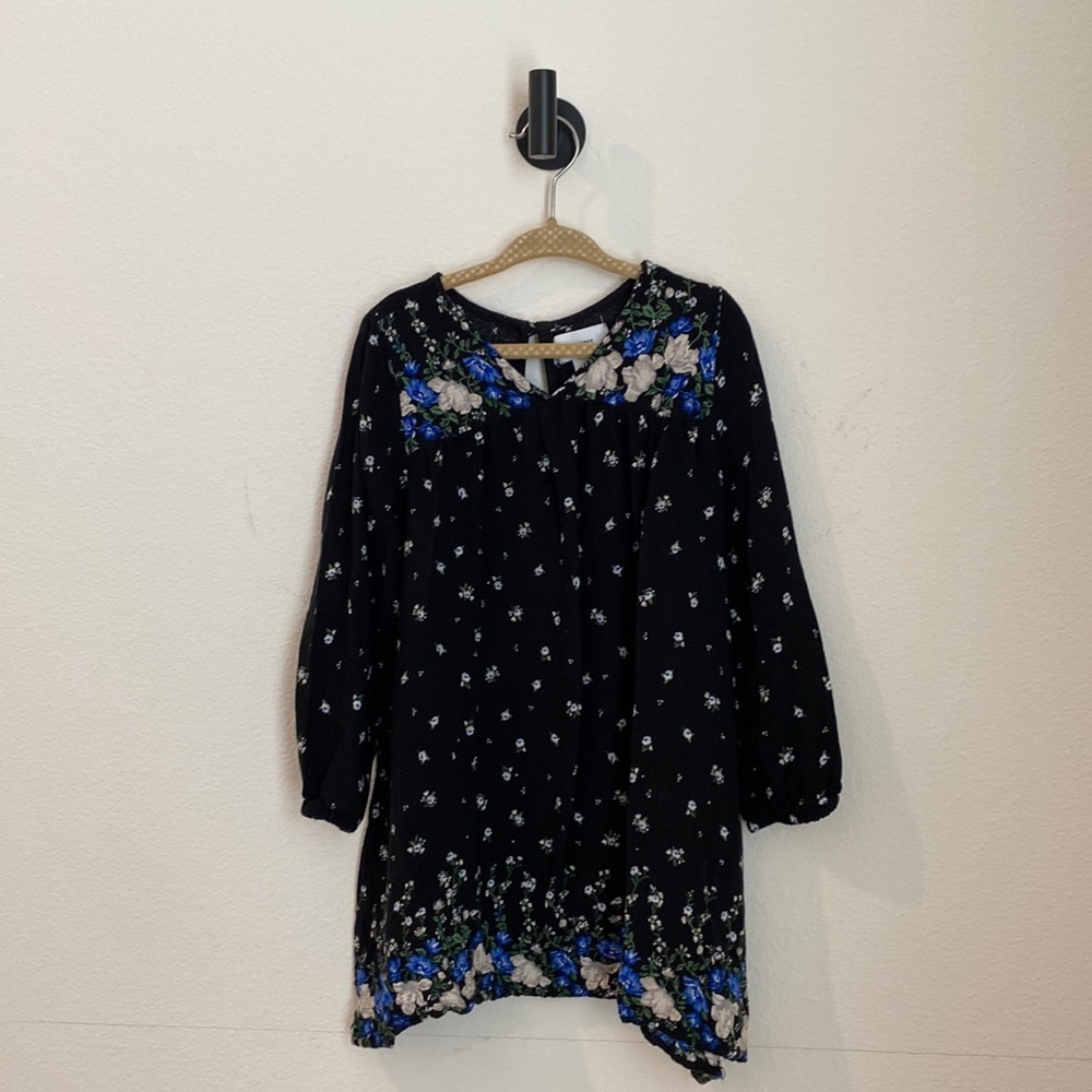 Old Navy Boho Floral Long-sleeve Dress Black Size 4T